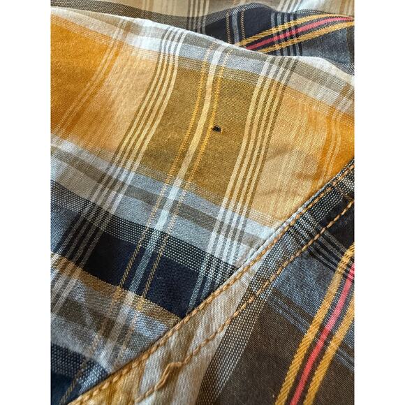 Resistol University Western Pearl Snap Button Down Shirt Mustard Plaid M - Picture 6 of 6